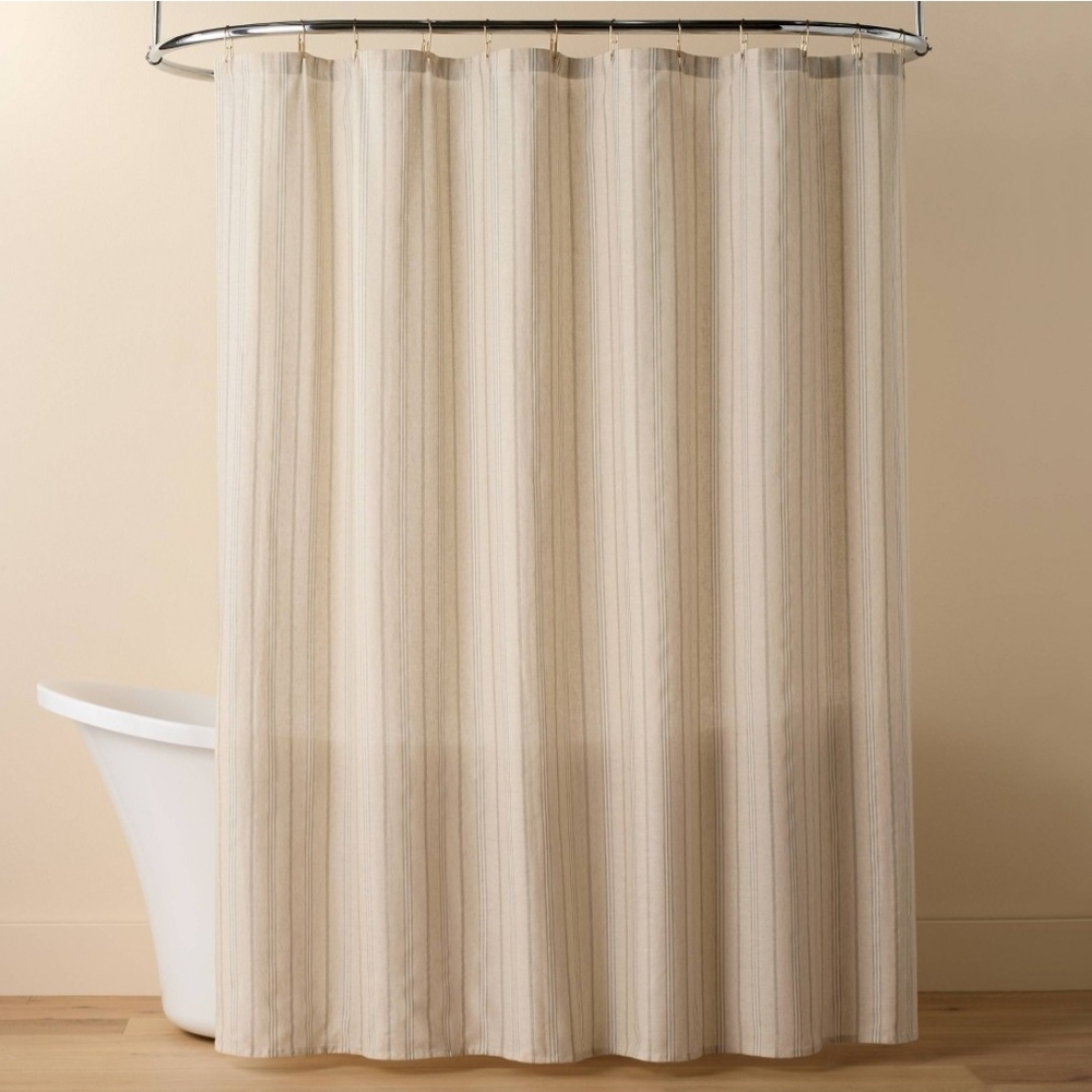 Hearth & Hand With Magnolia Vertical Stripe Shower Curtain Green/Cream